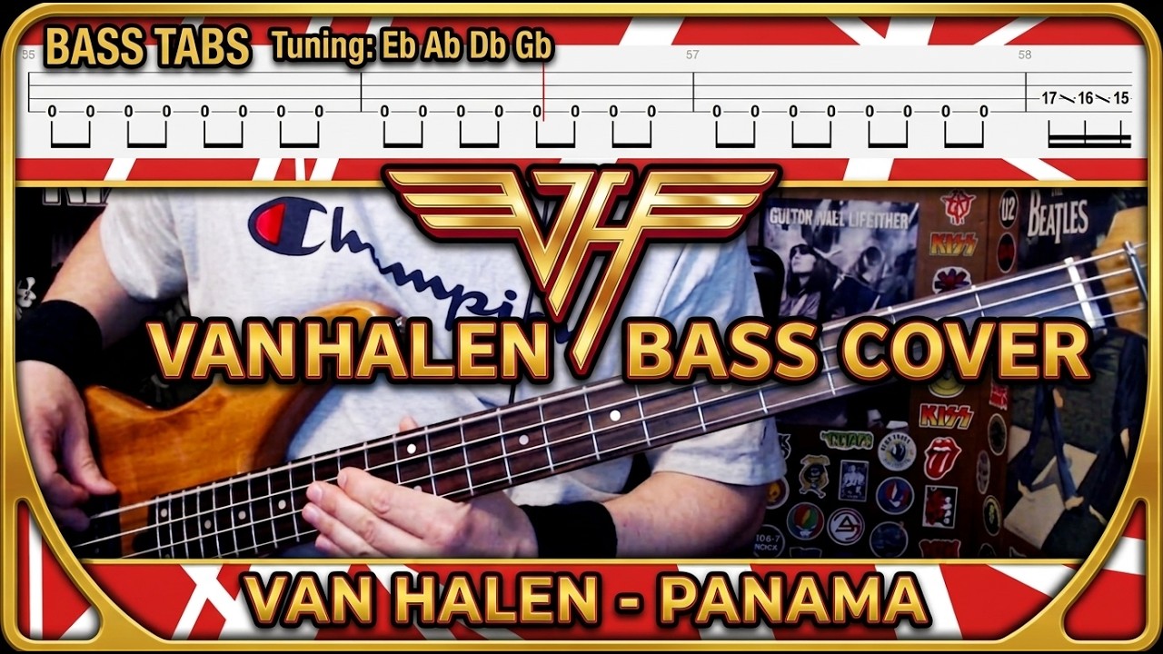 Panama by Van Halen - Bass Cover with Tabs Play-Along