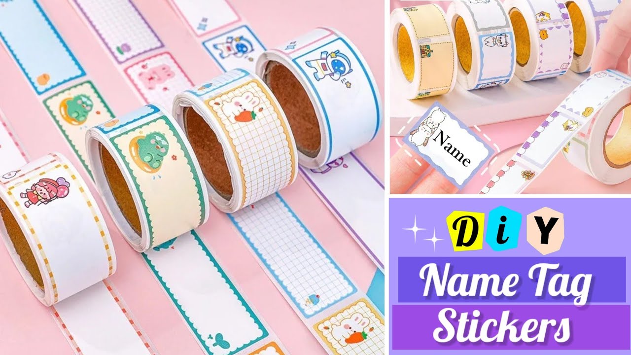 How to make name tag stickers at home _ DIY name tag stickers