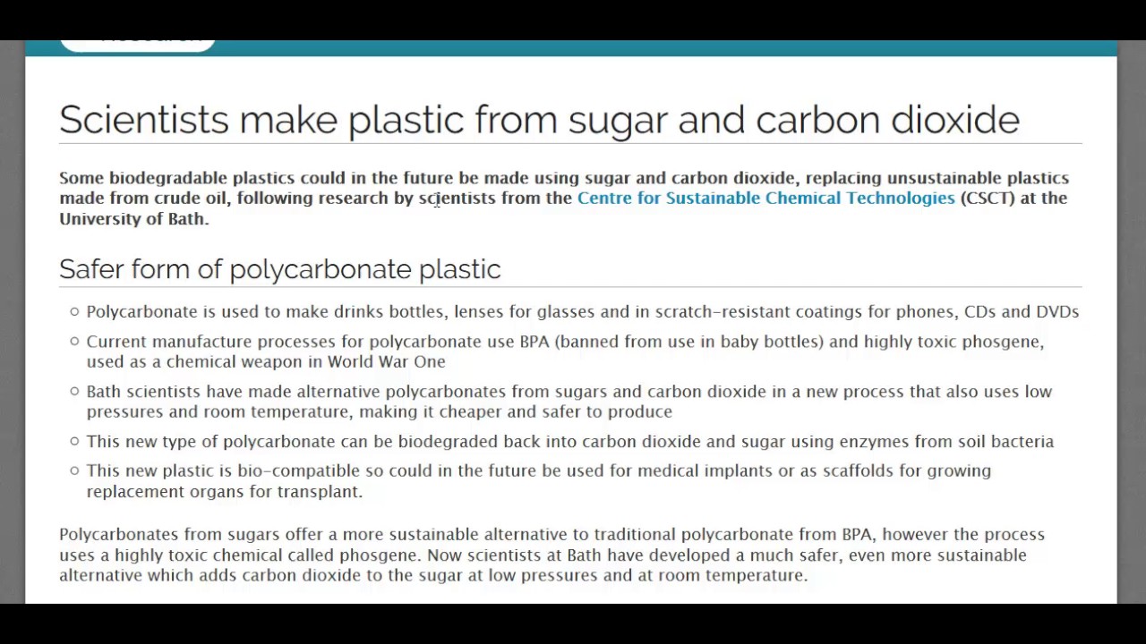 Plastic Made With Sugar and Carbon Dioxide Might Replace BPA
