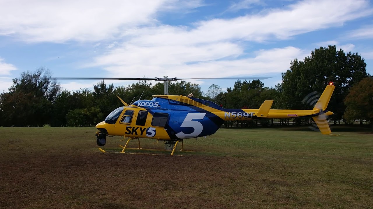 Bell 206 L4 start up/ depart ( KOCO News 5, Oklahoma)