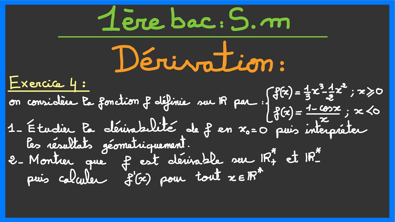 1ère bac SM : Dérivation - Exercice 4