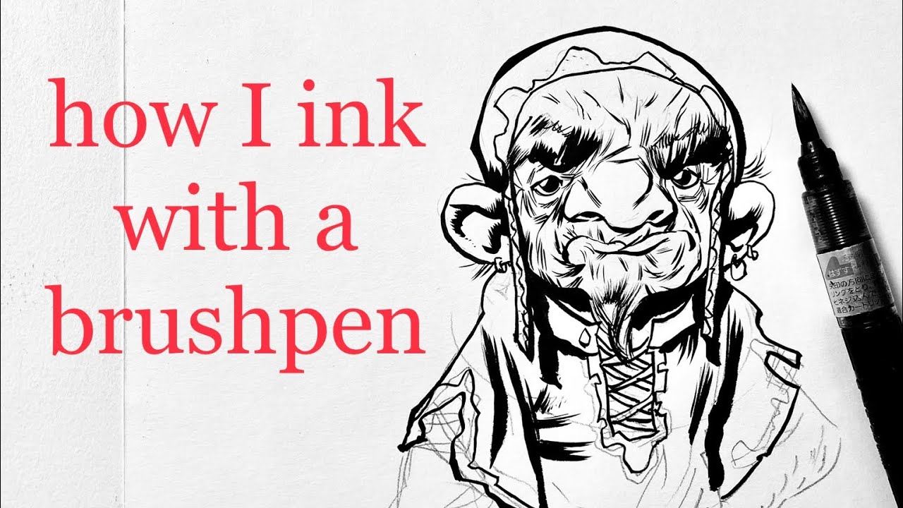how to ink with a brushpen #Brushpen #Brushpens #Inking #InkingComics #InkingVideo #CreepyHusband ￼