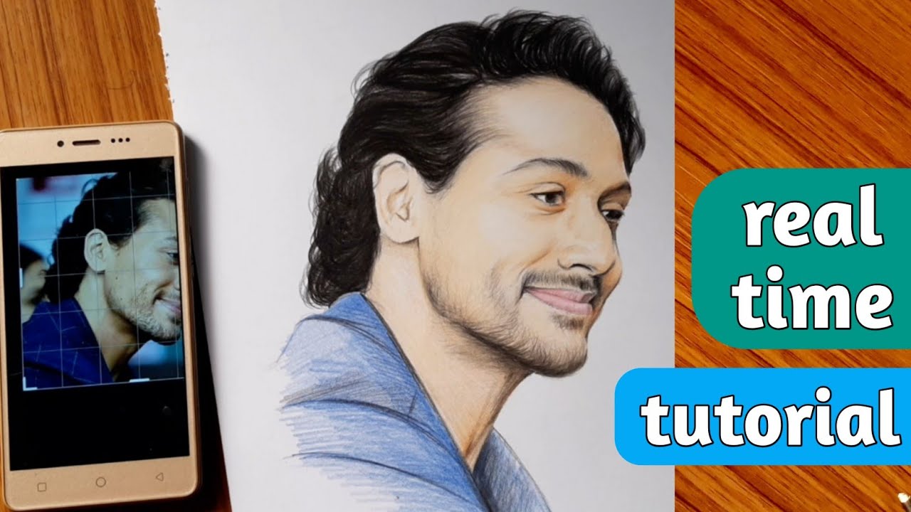 tiger shroff colour pencil drawing | real time video