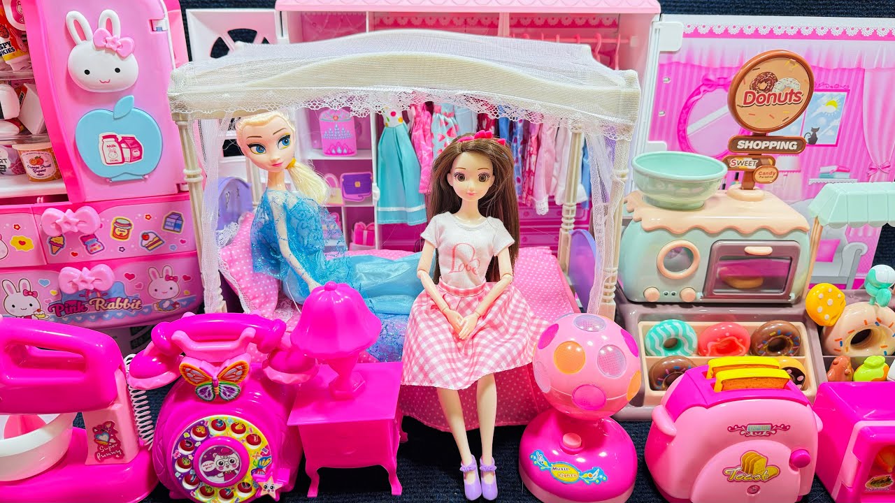 [🐰toy asmr🐰] Barbie Elsa PlaySet ASMR Frozen Pink Toys Satisfying with Unboxing