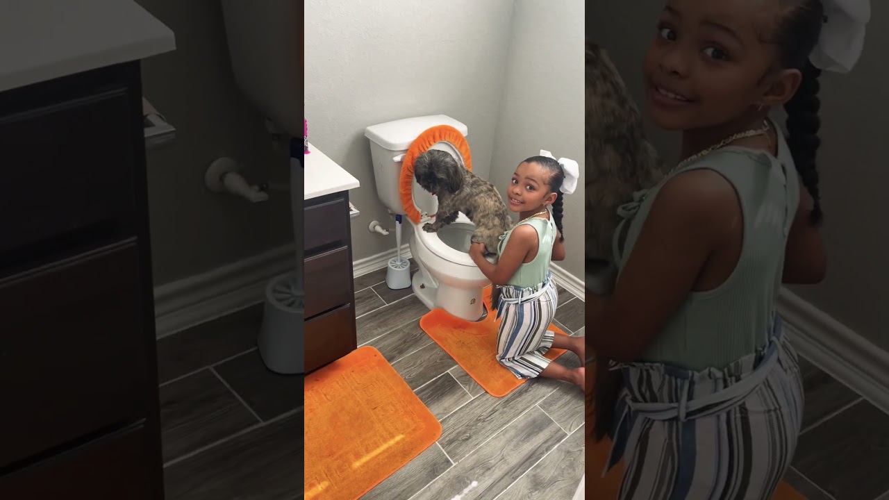 Sariyah taking Smokie to go pee. #girldad #shihtzu #princess #socoolkids #32gang #florida #texas