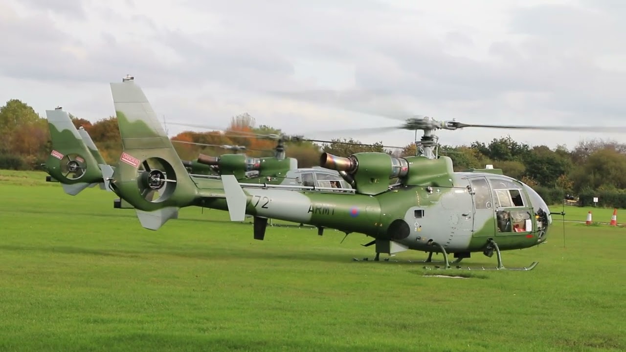 Army Air Corps Gazelles Final Farewell at Manchester Barton Aerodrome. BAT Formation. 23/10/2023.