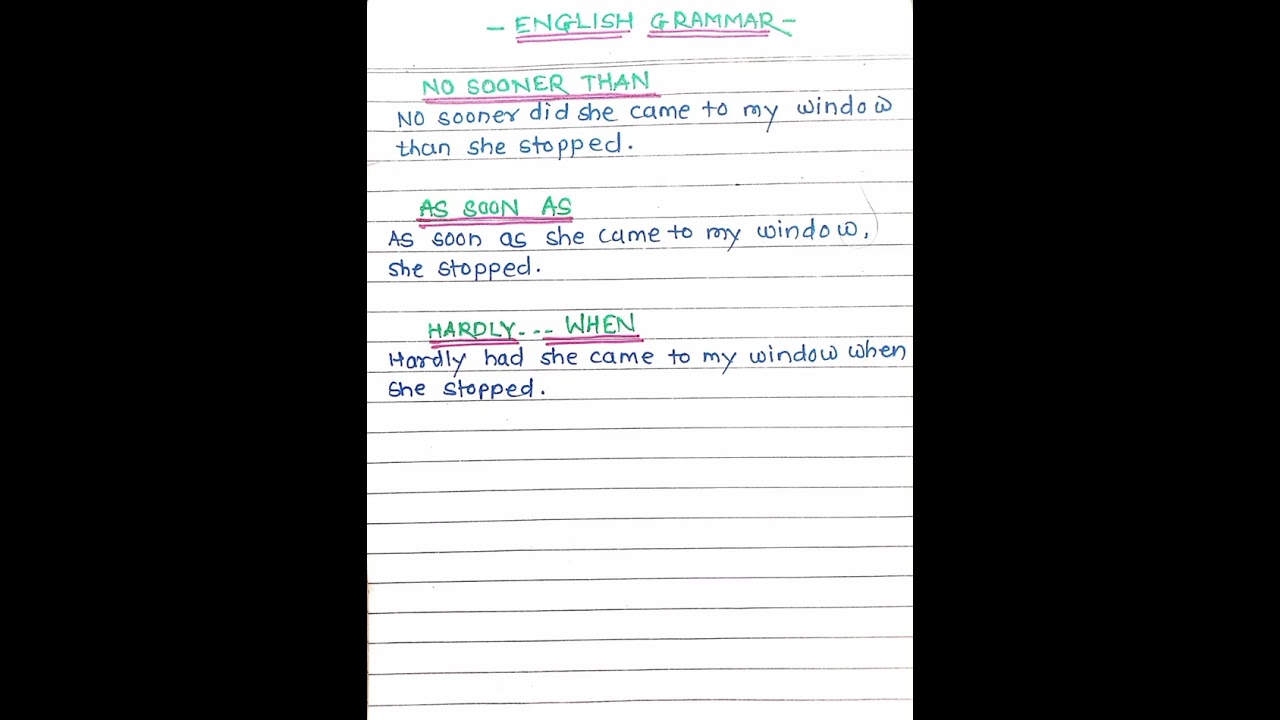 As soon as #hardly when #no sooner than #english #grammar