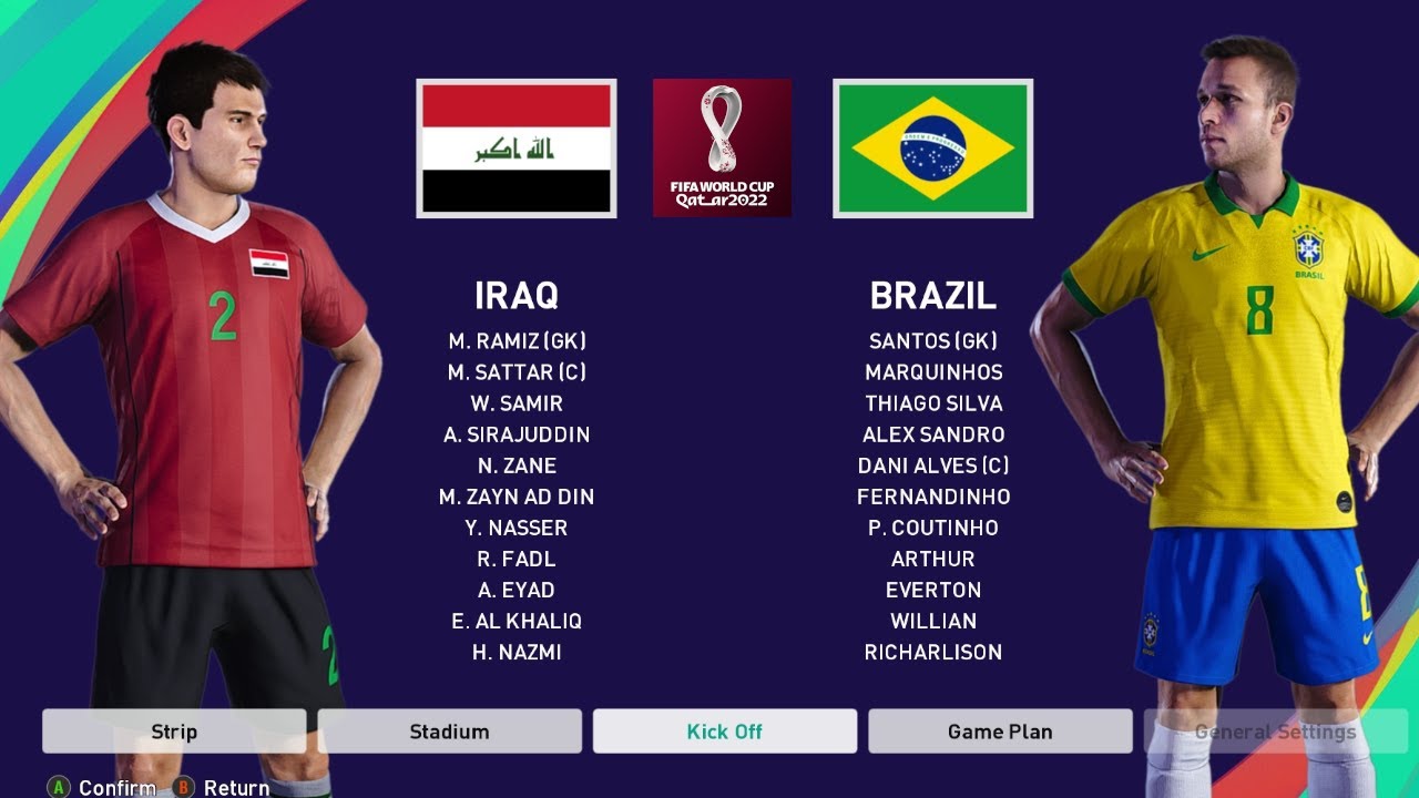 pes 2021 | Iraq vs brazil | FIFA World Cup 2022 | Brazil in FIFA world Cup 2022 - match no.1