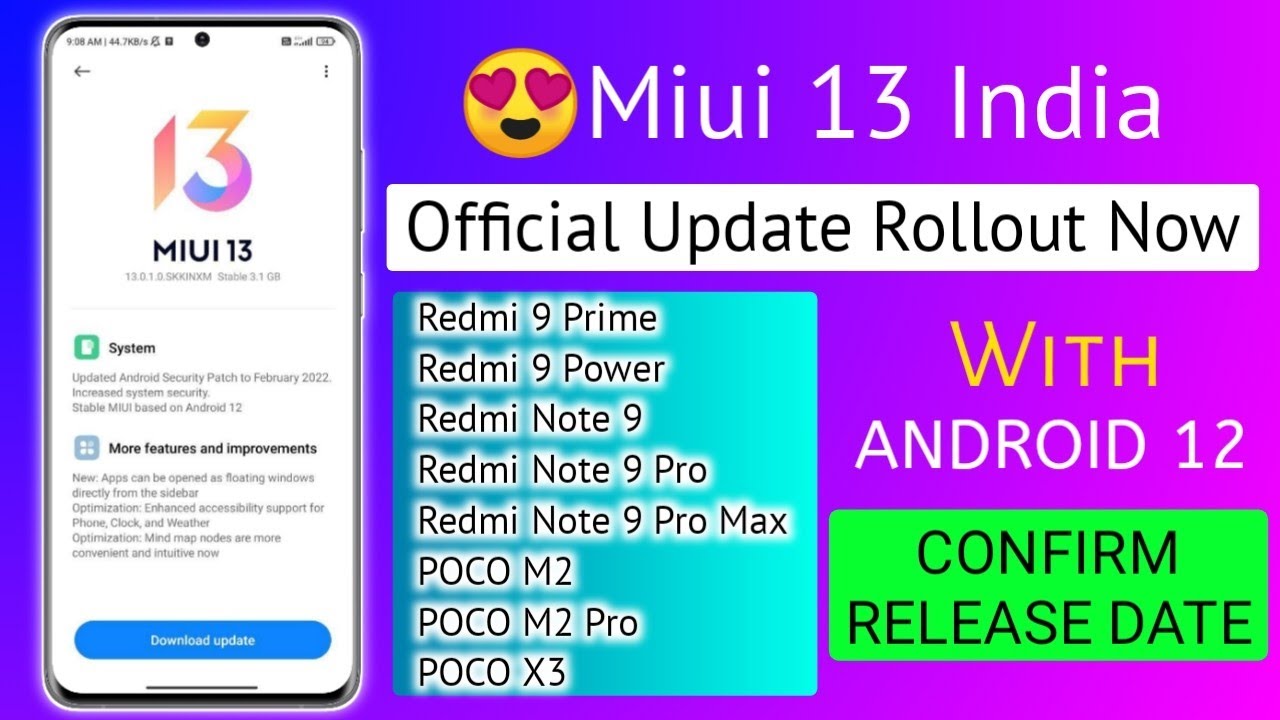 😍Miui 13 India Rollout Date - Redmi 9 Power/Prime,Redmi Note 9/Pro/Max,POCO M2/Pro,POCO X3🔥OTA Link