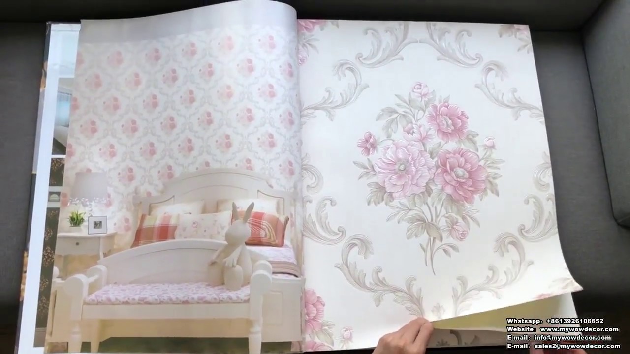 A4-33 Fresh Natural Floral Design 1.06m PVC Korean Wallpaper for Home Decoration