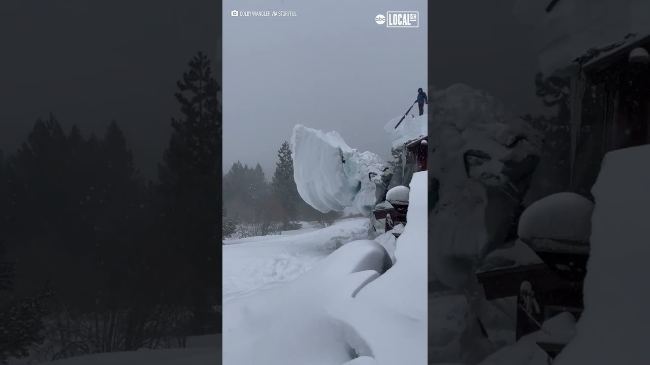 Massive slab of snow sawed off from NorCal home