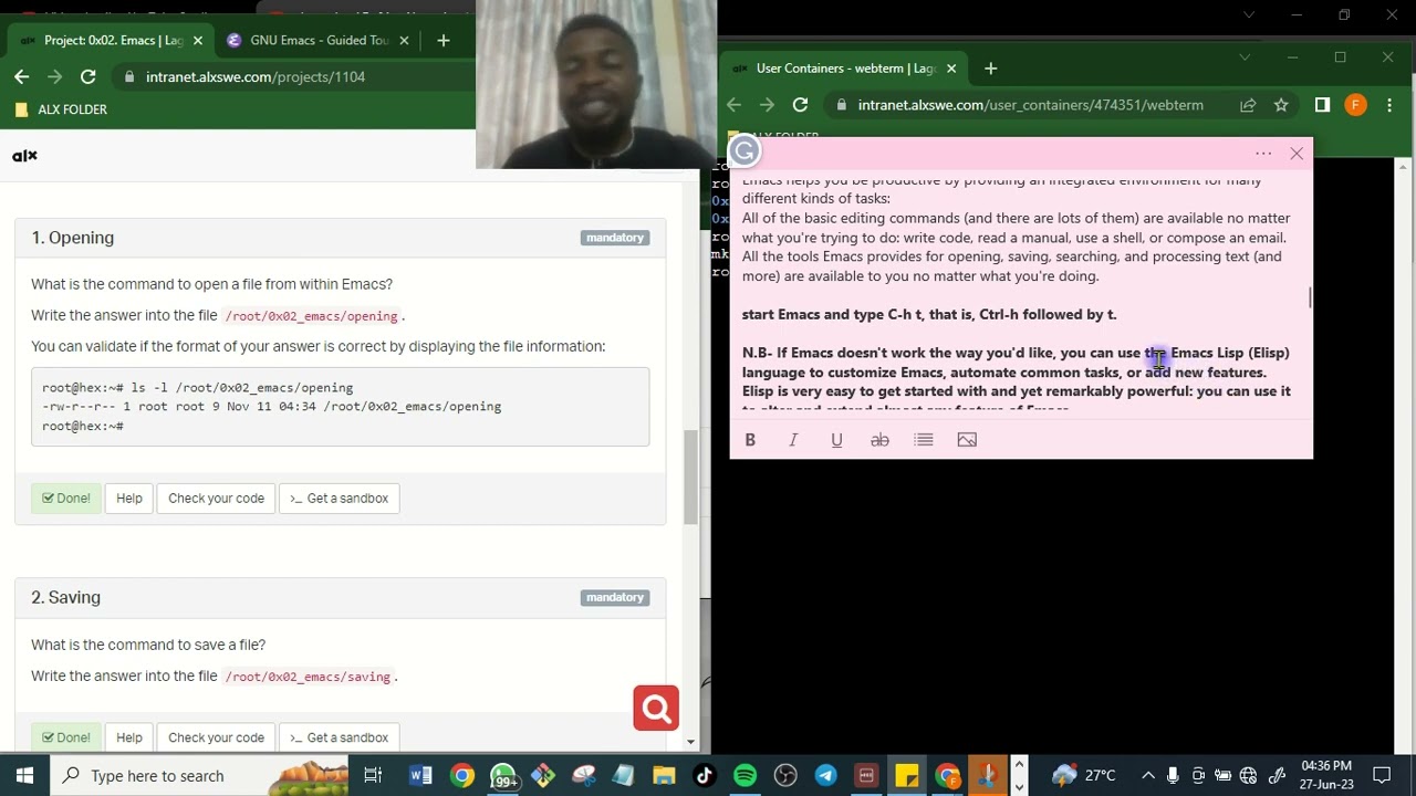 Ohmsschool @africa ALX 0x02  Emacs Project