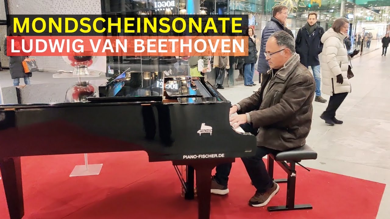 Beethoven's "Moonlight Sonata (1st Movement)" on Public Piano in Crowded Shopping Mall