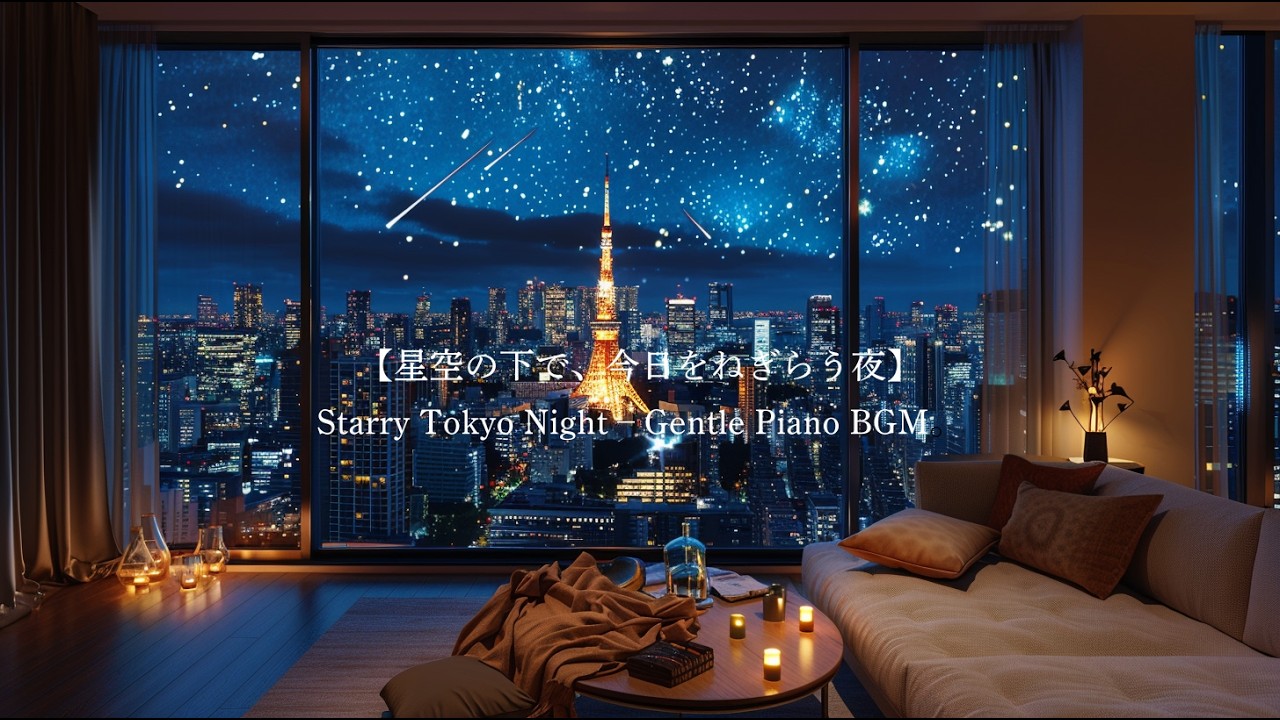 【星空の下で、今日をねぎらう夜BGM】｜Starry Tokyo Night – Gentle Piano BGM