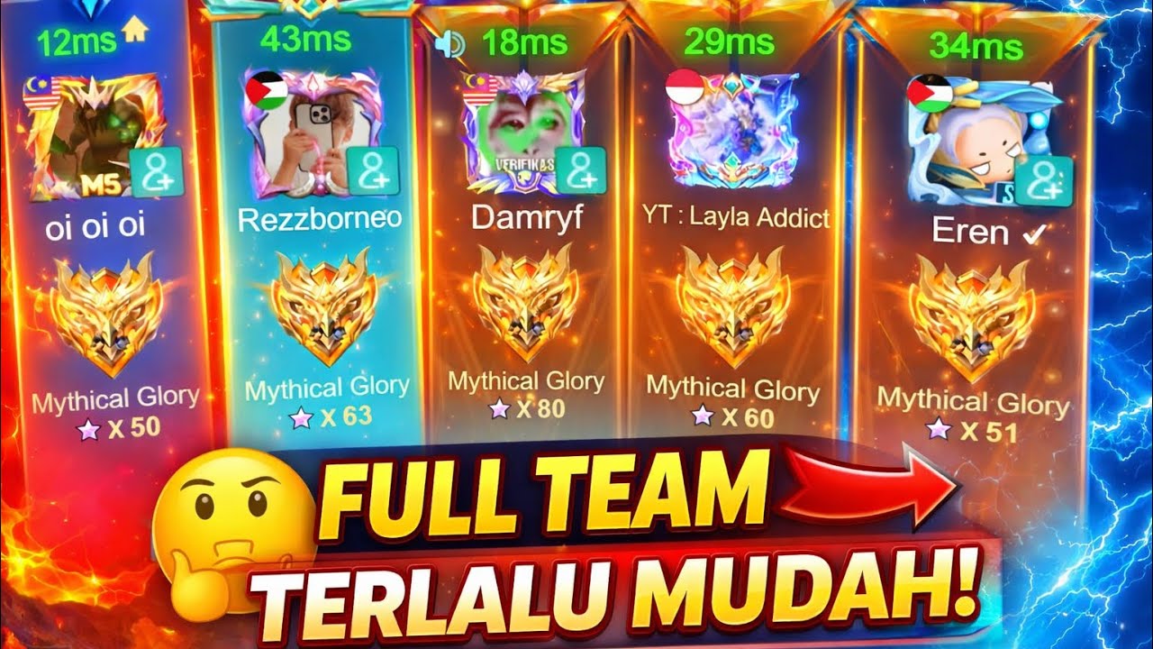 FULL TEAM MYTHICAL GLORY! Lawan Langsung Mental Down 😱 Rank Jadi Terlalu Mudah!
