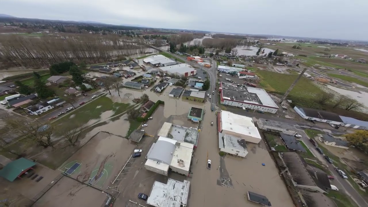 Flooding in Everson, Washington Whatcom County drone