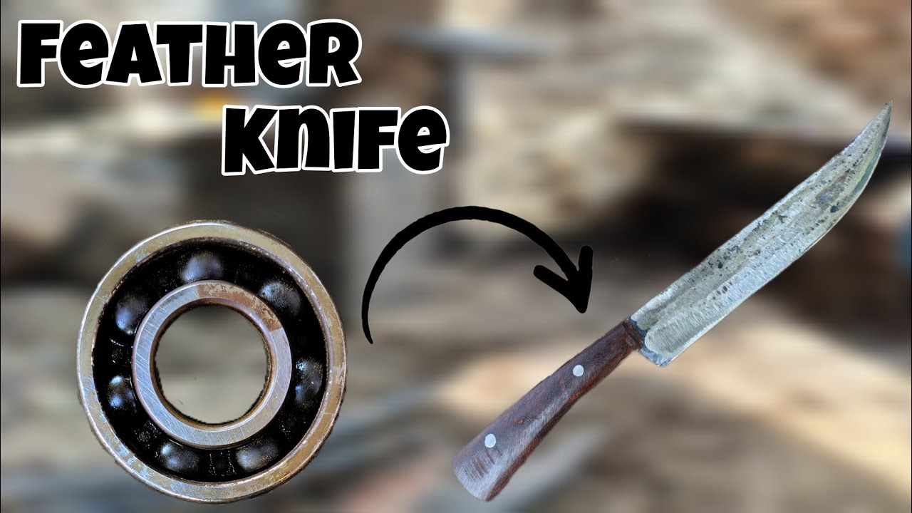 Abid lohar making a knife by heating the bearings and cutting them.
