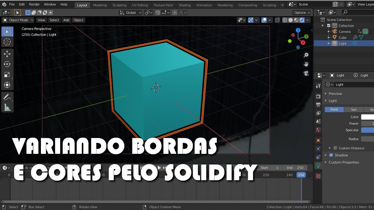 Blender 3D - BORDAS E CORES PELO MODIFICADOR SOLIDIFY