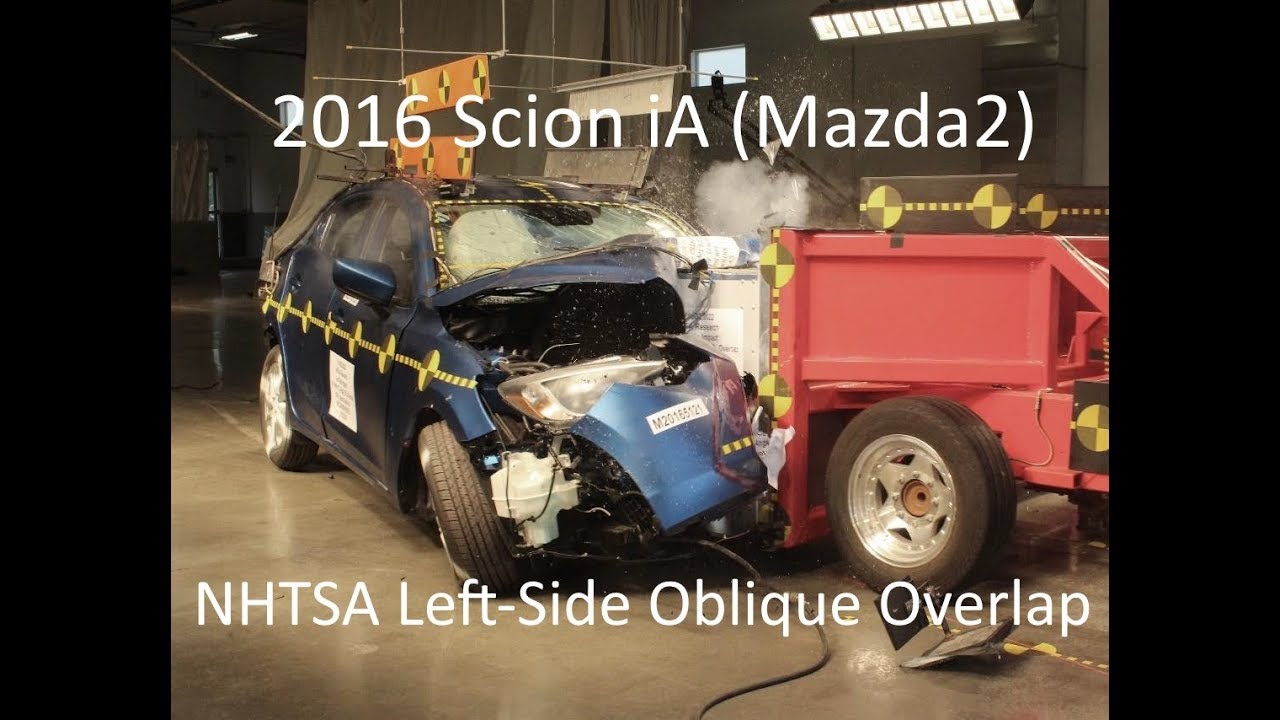 2016-2020 Scion iA/Toyota Yaris NHTSA Oblique Overlap Crash Test (Left Side)
