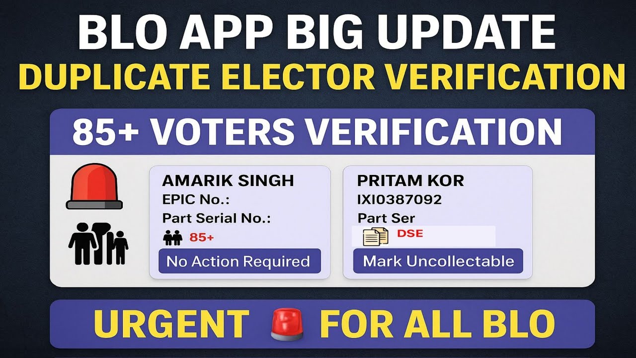 BLO App Big Update | Duplicate Elector Verification | 85+ Voters Verification Explained