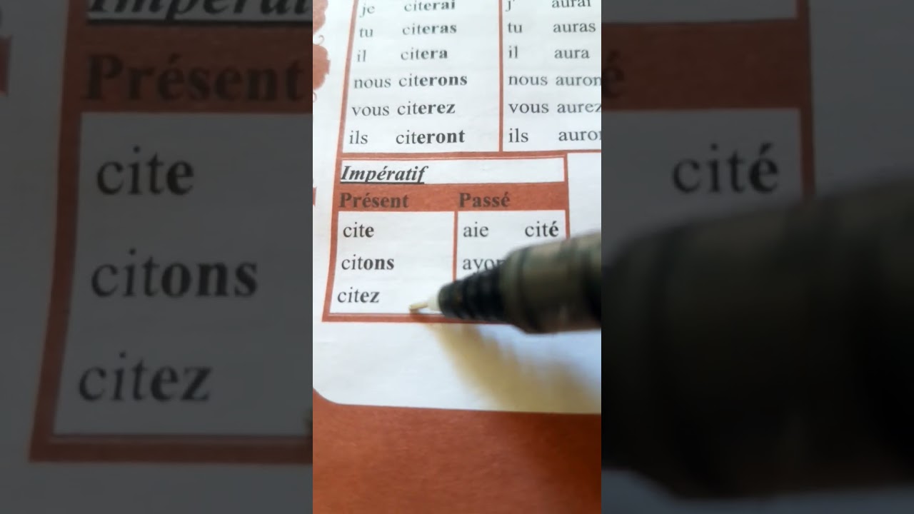 Citer &agrave; limp&eacute;ratif pr&eacute; et pass&eacute;#education#conjugaison#excel#francophone #maroc#french#francophone