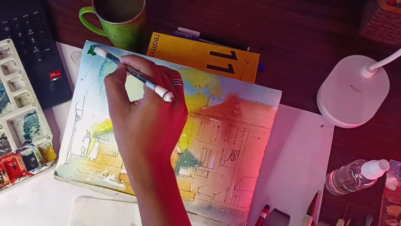 Watercolor painting#video #art #youtube #sketch #video 