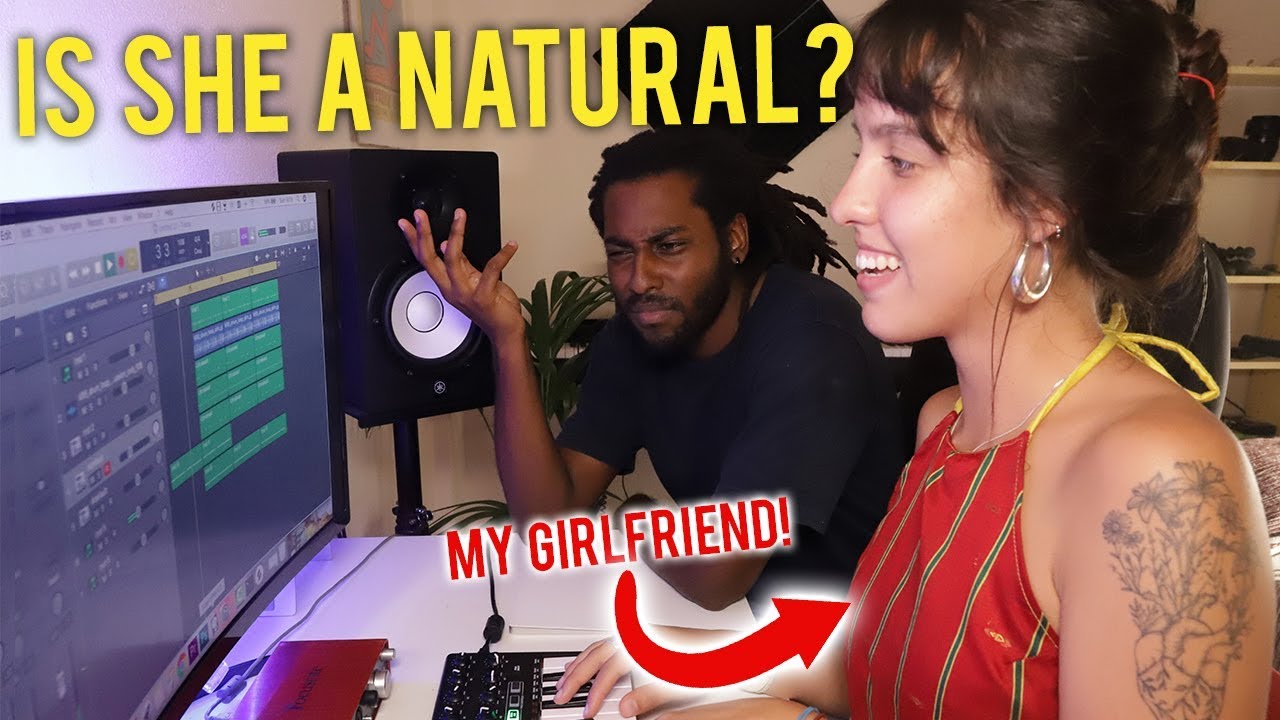 MY GIRLFRIEND MADE A BEAT! *she's a natural at this!?*