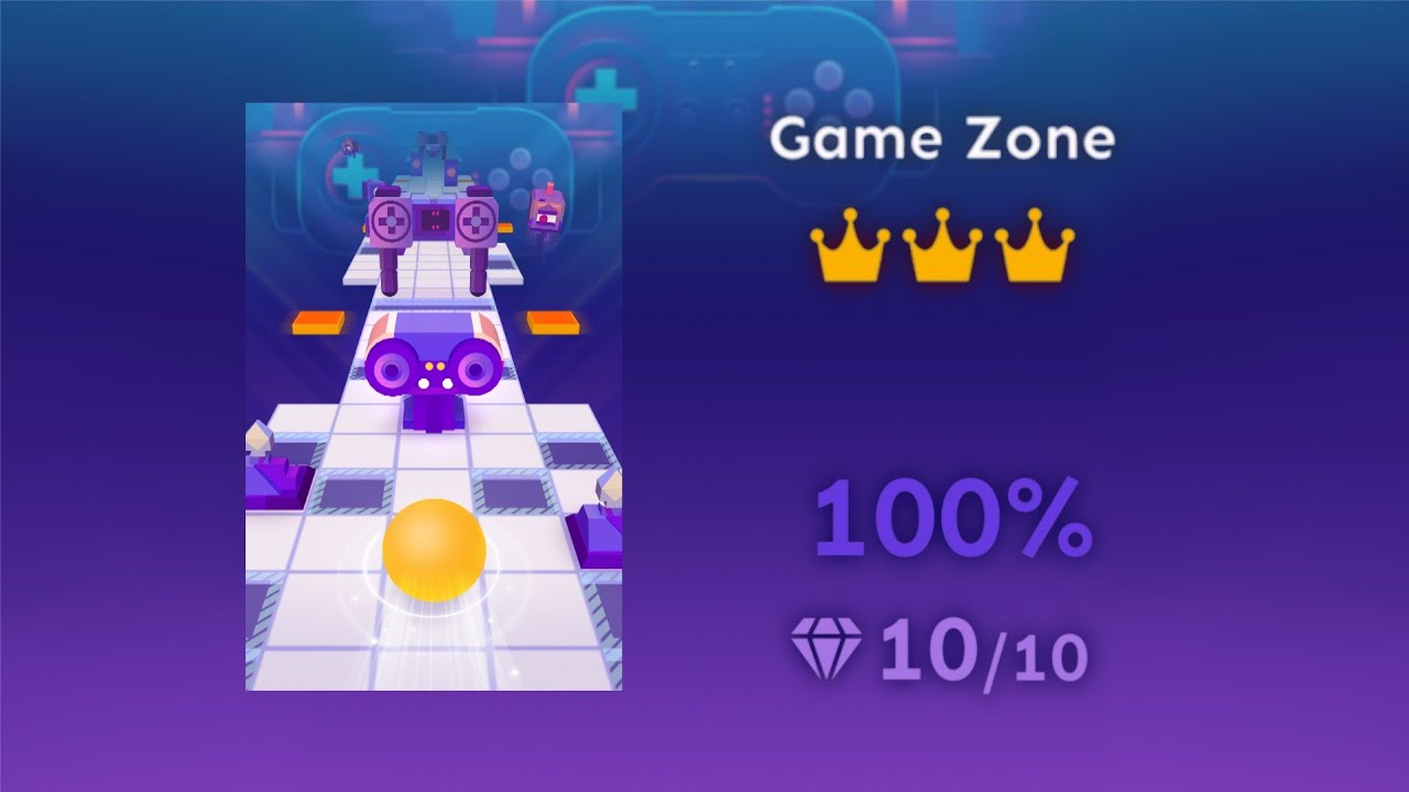 Rolling Sky   Game Zone (Bonus 56/Level 124) - 10 Gems - 3 Crowns