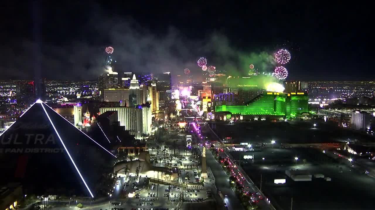 Las Vegas firework show on New Year's Eve 2024