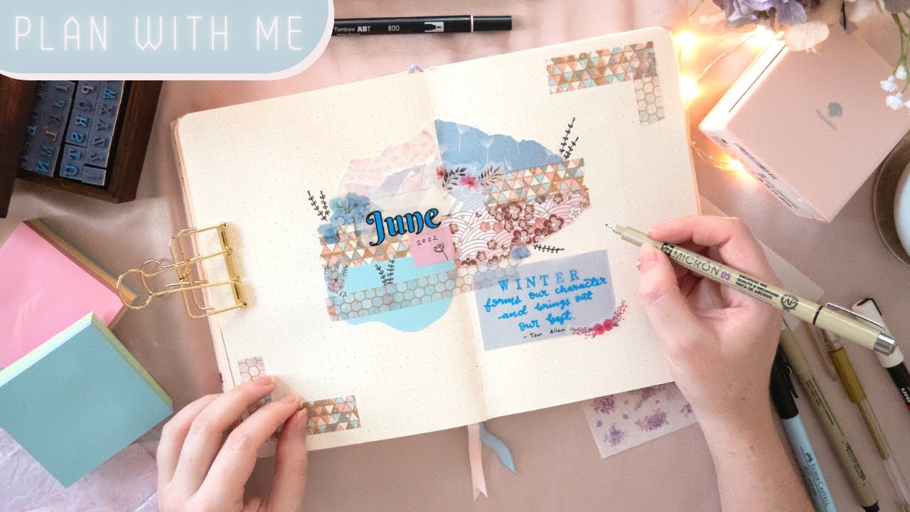 Plan With Me: June 2022 Bullet Journal | Easy Pink & Blue Pastel Theme Set Up