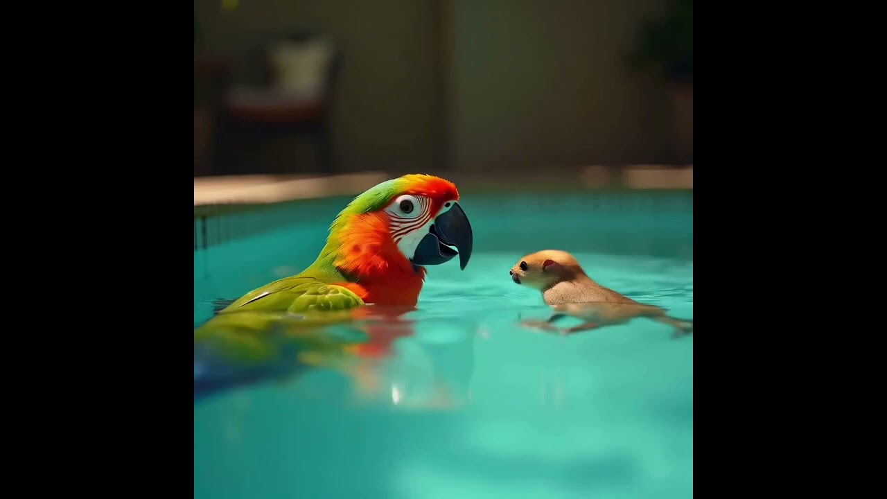 #Boricua #Parrot is teaching a #Cuban baby #Hutia how to swim. Original music by #djsanakori