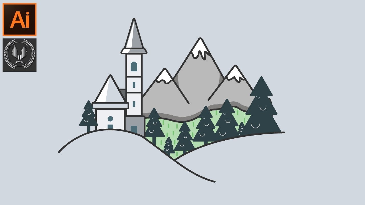 Adobe Illustrator CC Tutorial - How to Make a Beautiful Landscape Background Design
