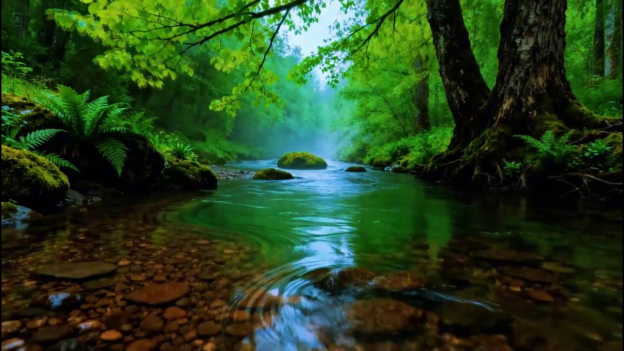 Serene Forest Ambience Sounds | Relaxing River Flowing Sounds | Calming Birdsong in the Forest