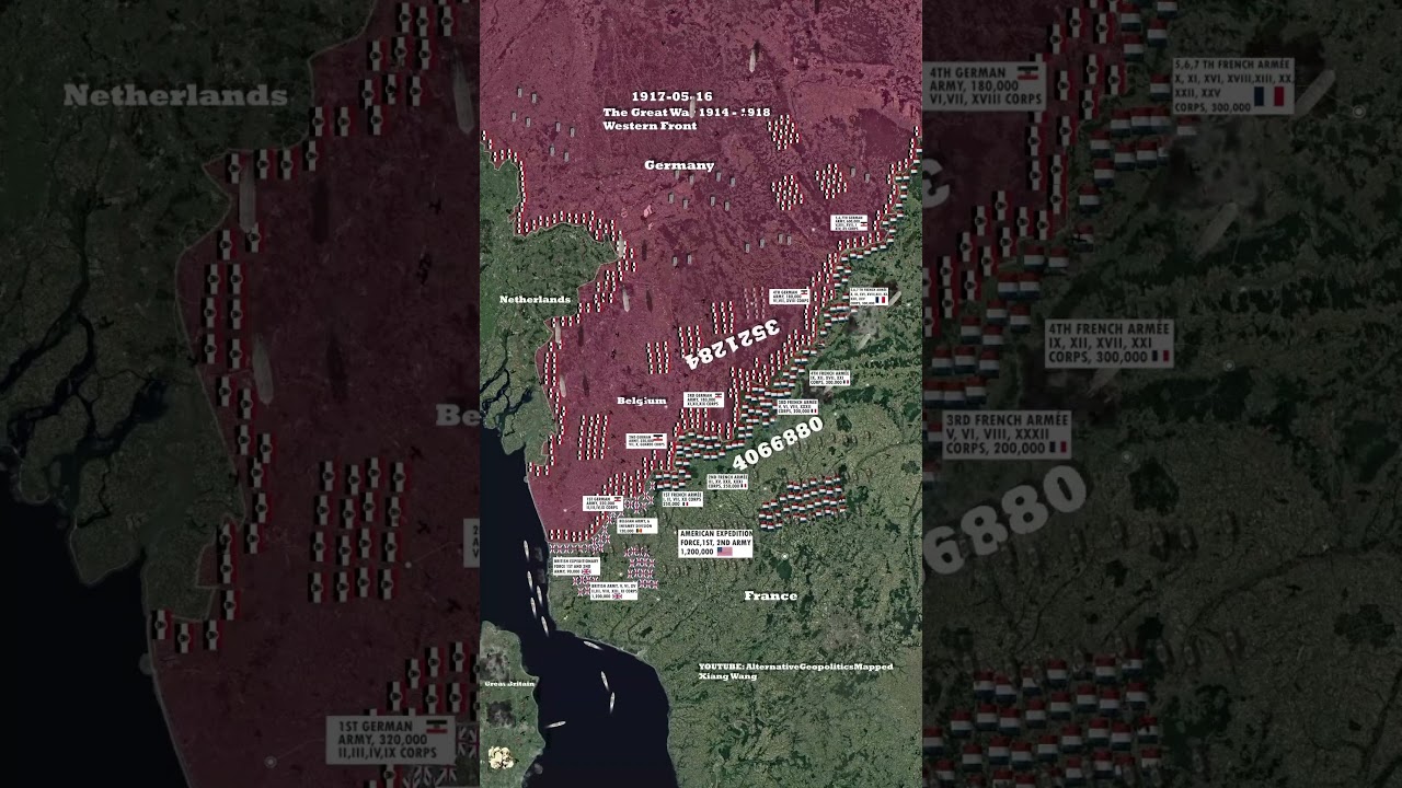 World War One Western Front Animated Map 1914 to 1918