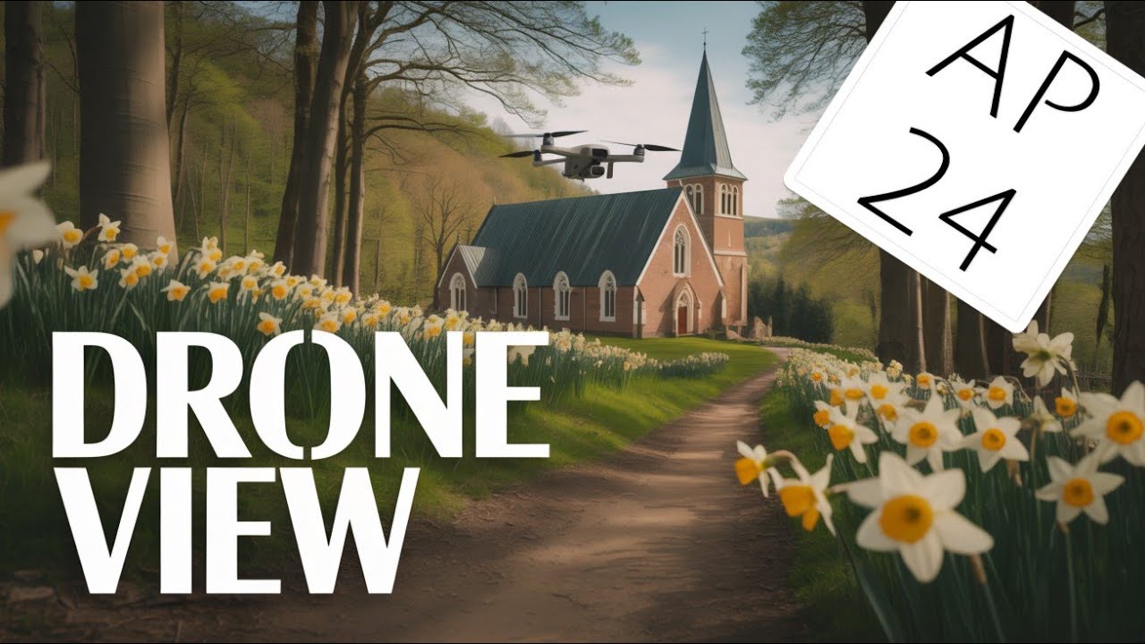 Breathtaking Drone Flight Around UK's Best-Preserved Medieval Murals | Kempley Daffodil Church 4K