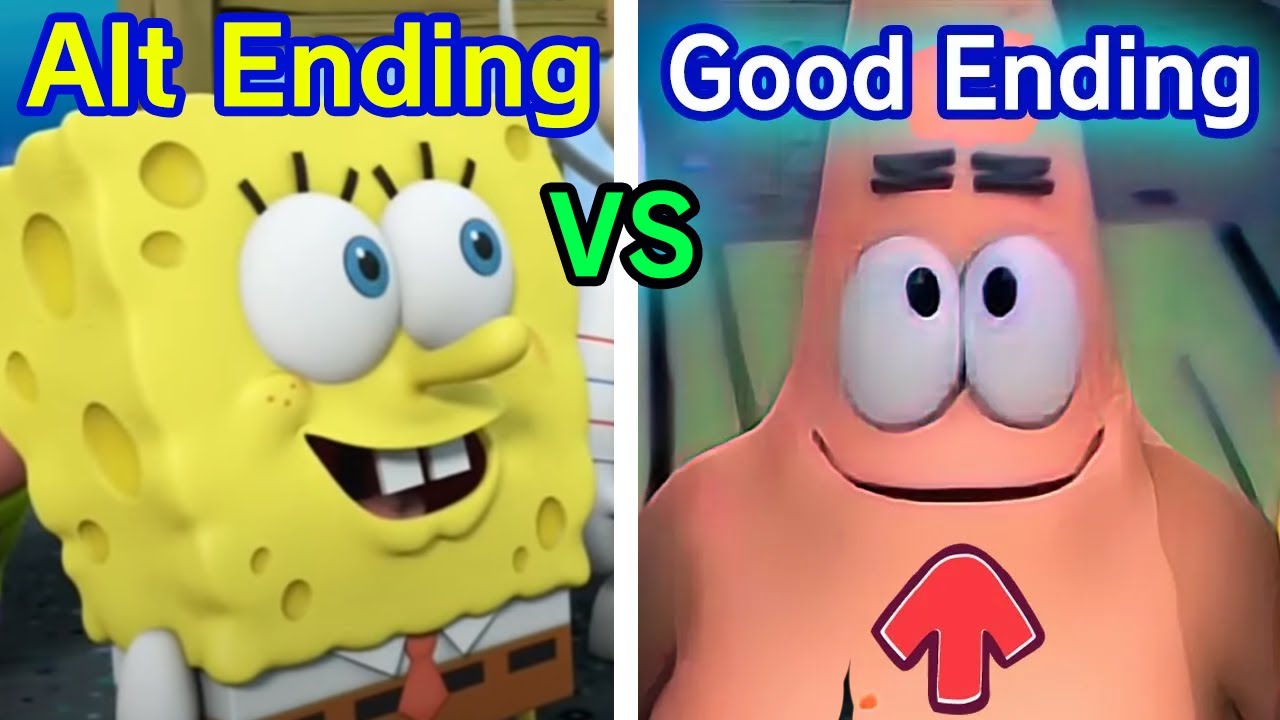 SpongeBob HeroPants GOOD ending VS Alt Ending comparsion (Full HD)