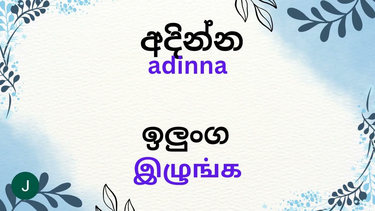 Learning tami දෙමල වචන, Learning sinhala, #learningtamilwithjlvault