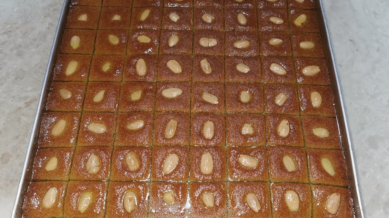 الهريسة الفلسطينية الشامية المحشية بالجوز والقرفة