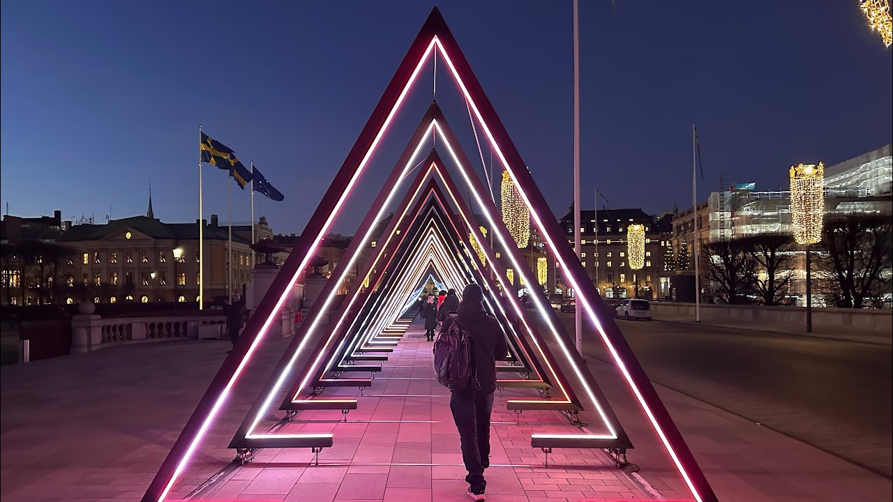 🇸🇪 Stockholm at Night: City Walk & Nobel Week Lights ✨4K Beautiful Sweden