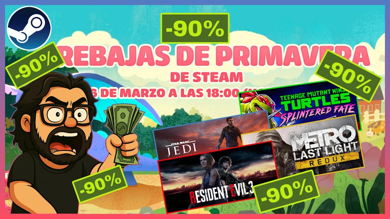 🔥 Las OFERTAS de PRIMAVERA de STEAM est&aacute;n LOQU&Iacute;SIMAS 90% de DESCUENTO en EXCELENTES TITULOS🌷🌻💸