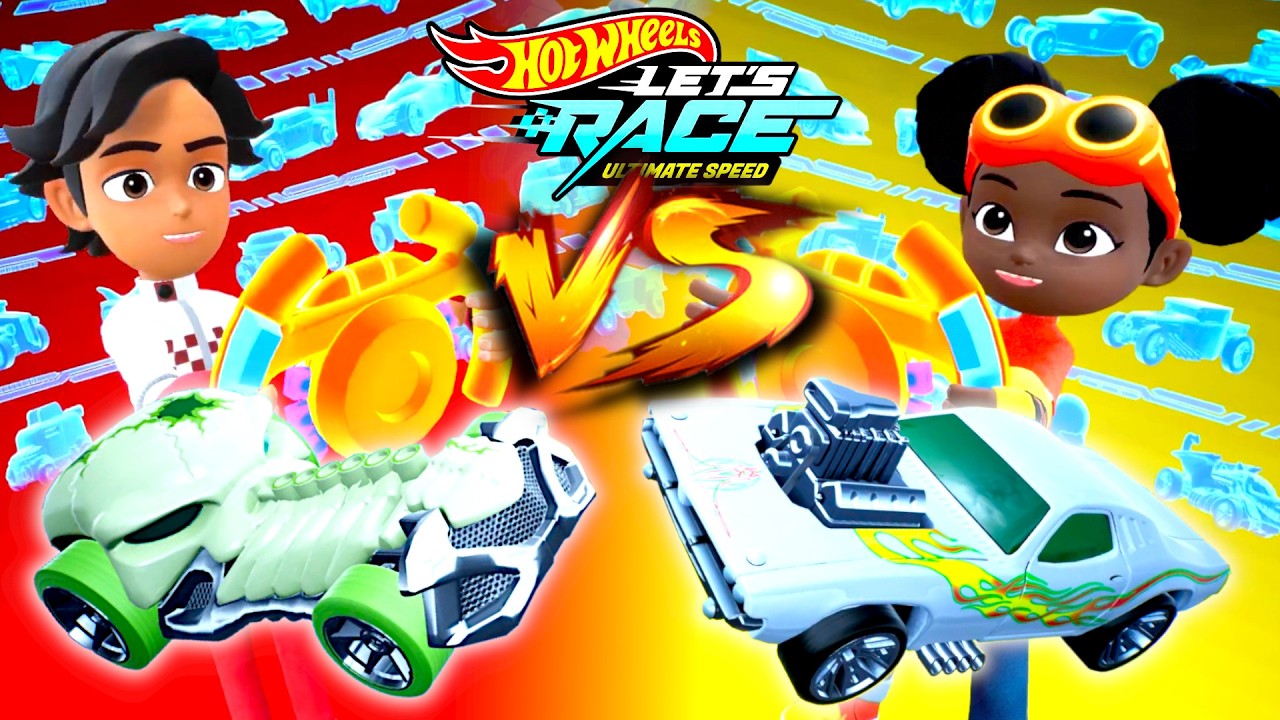 Hot Wheels Let´s Race Ultimate Speed – Axle with Skull Crusher VS Spark with Rodger Dodger