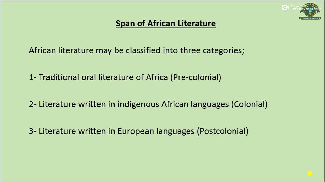 African Literature Lecture 1