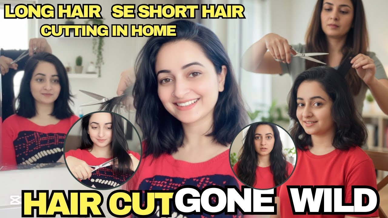 Ghar Par Khud Haircut – Sirf 5 Minute Me Long Hair Se Short Hair😱