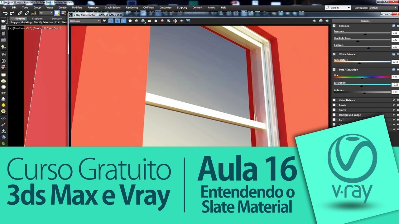Criando Material para Janela no 3ds Max 2018 | Aula 16 | Curso Gratuito de 3ds Max e vray