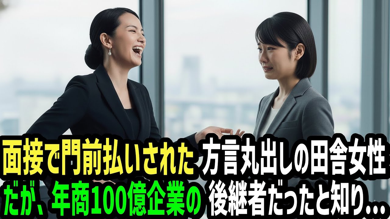 面接で門前払いされた方言丸出しの田舎女性。しかし彼女の正体は年商100億企業の後継者だったと知り...
