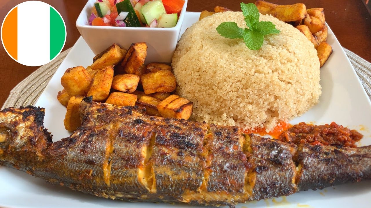 Attieke Poisson 🇨🇮 | How to cook Attieke with Oven Grilled Fish & Fried Plantains | Mansa Queen