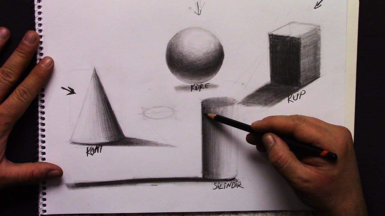 ÇİZİM DERSİ #6 /Geometrik Formlarda tonlama / Tonlama / Işık Gölge / Geometrik Formlarda Işık Gölge