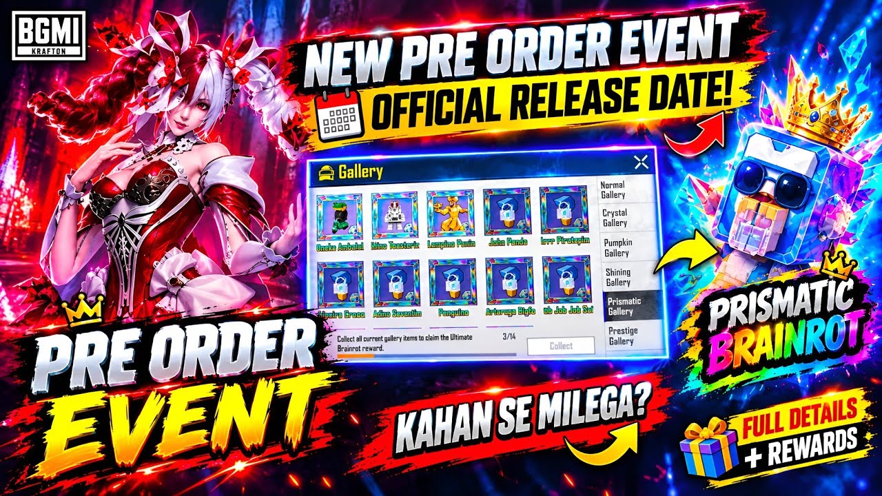 🚨 NEW PRE-ORDER EVENT RELEASE DATE! 😱 PRISMATIC BRAINROT IN BGMI 🔥 WHERE TO GET PRISMATIC BRAINROT?