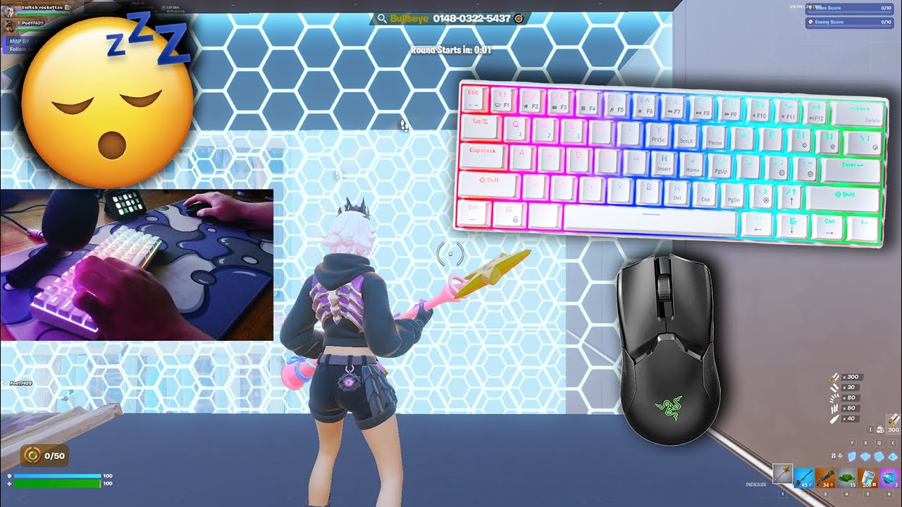 RK61 Keyboard ASMR Fortnite 😴 Keyboard Sounds 360FPS Piece Control Gameplay