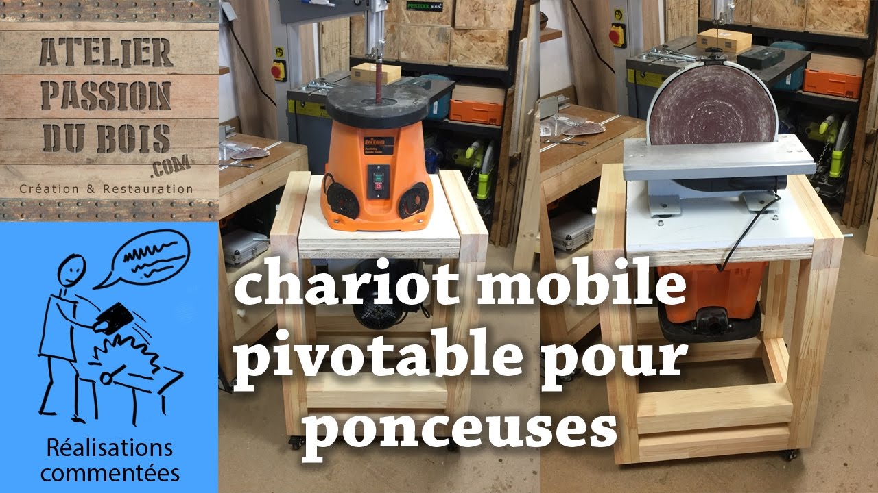 CHARIOT MOBILE PIVOTABLE POUR PONCEUSES (flip top tool stand)